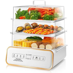 Food Steamer for Cooking 17QT with Digital Display and 3 Tier Stackable Trays